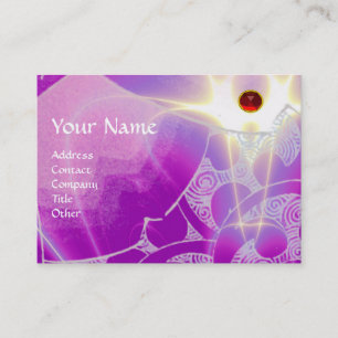 Carte De Visite MONOGRAMME ROUGE de VAGUES, bleu mauve-clair
