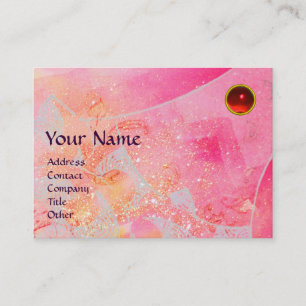 Carte De Visite MONOGRAMME ROUGE de VAGUES, bleu pourpre
