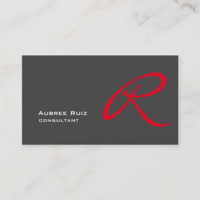 Carte De Visite Monogramme rouge gris élégant professionnel (Devant)