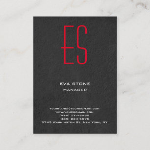 Carte De Visite monogramme rouge gris simple et élégant