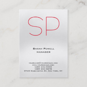 Carte De Visite monogramme rouge gris simple et tendance