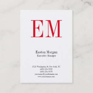 Carte De Visite Monogramme rouge professionnel blanc unique