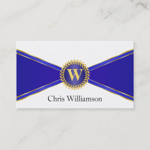 Carte De Visite Monogramme royal bleu et or