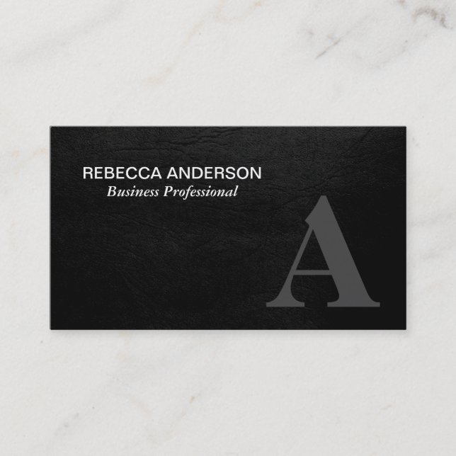 Carte De Visite Monogramme Serif Gris, Noir (Devant)