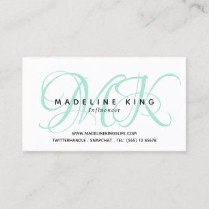 Carte De Visite Monogramme simple blanc à un côté