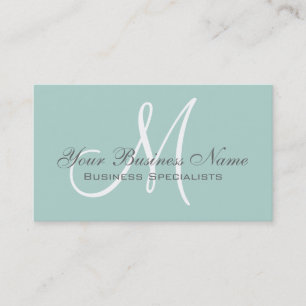 Carte De Visite Monogramme simple gris vert à la menthe