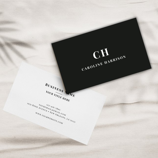 Carte De Visite Monogramme simple professionnel minimal noir (Créateur téléchargé)