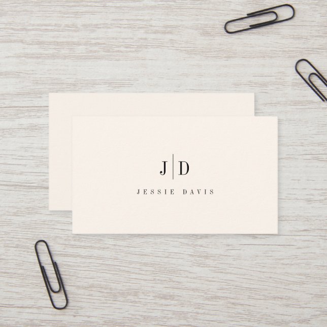 Carte De Visite Monogramme Simple Professionnel Moderne  (Devant/Arrière en situation)