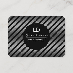 Carte De Visite Monogramme Sliver Glamor Cercle et rayures
