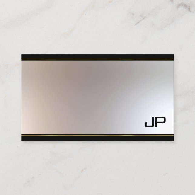 Carte De Visite Monogramme sophistiqué Glam Or Argent Plutôt (Devant)