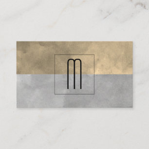 Carte De Visite Monogramme Sophistiqué Sepia Gris Blocs de couleur