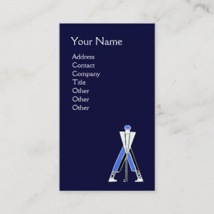 CARTE DE VISITE MONOGRAMME STYLISÉ D'ENTRAÎNEUR DE GOLF EN BLEU