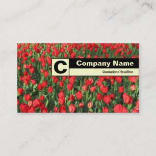 Carte De Visite Monogramme sur arête - Lit de tulipes rouges 02