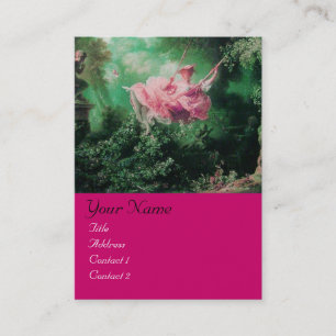 Carte De Visite MONOGRAMME SWING, Vert rose Fuchsia