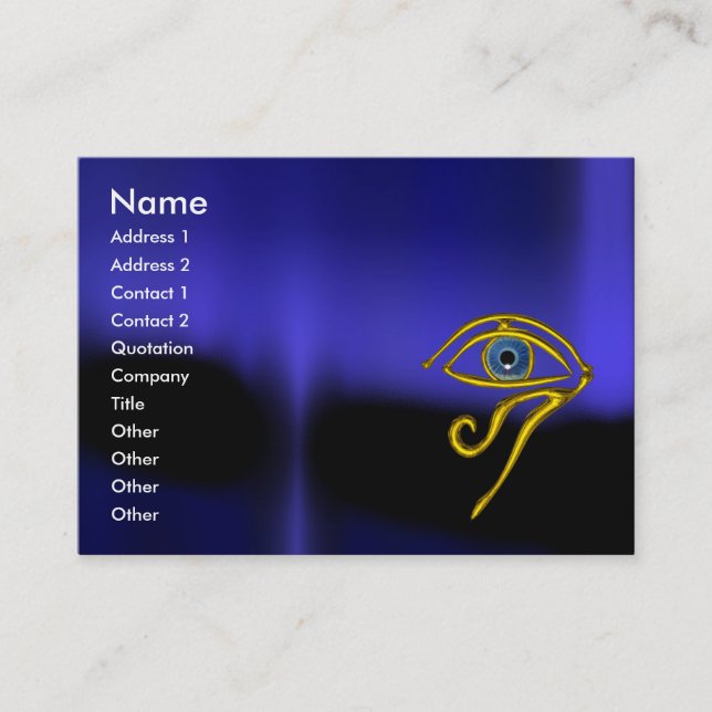 Carte De Visite MONOGRAMME TALISMAN BLEU jaune (Devant)