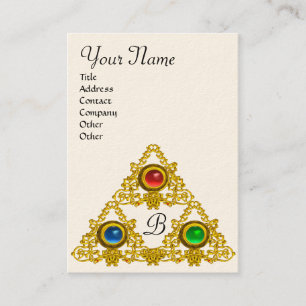 Carte De Visite MONOGRAMME TALISMAN ELFIQUE MAGIQUE, blanc