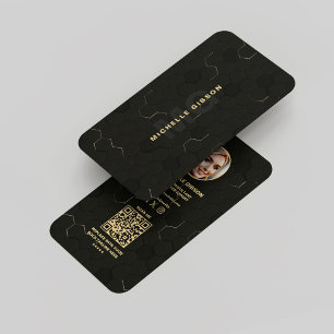 Carte De Visite Monogramme Tech Professional Black Gold