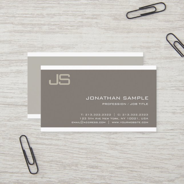 Carte De Visite Monogramme tendance Design Moderne Professionnel l (Devant/Arrière en situation)
