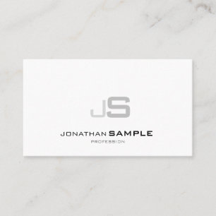 Carte De Visite Monogramme tendance Élégant Simple Blanc clair sim