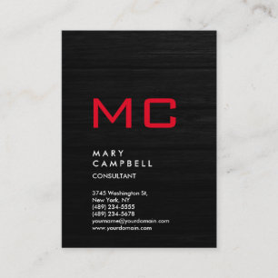 Carte De Visite Monogramme tendance en bois gris vertical