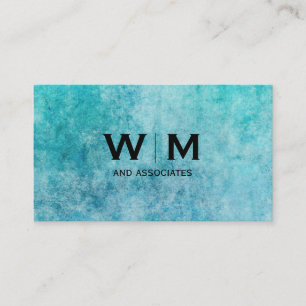 Carte De Visite Monogramme   Texture bleue   Simple