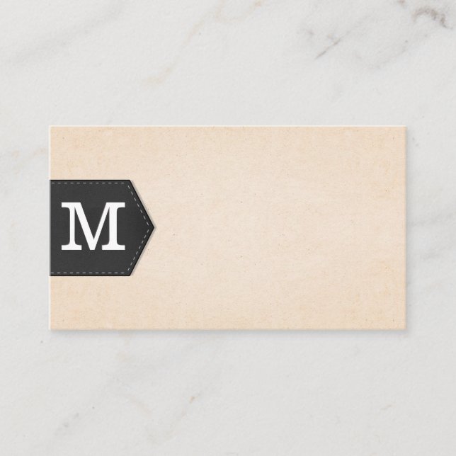 Carte De Visite Monogramme | Texture de patchs en cuir (Devant)