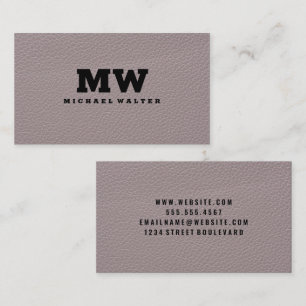 Carte De Visite Monogramme Texture en cuir
