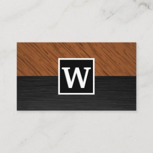 Carte De Visite Monogramme Texture métallique du bois