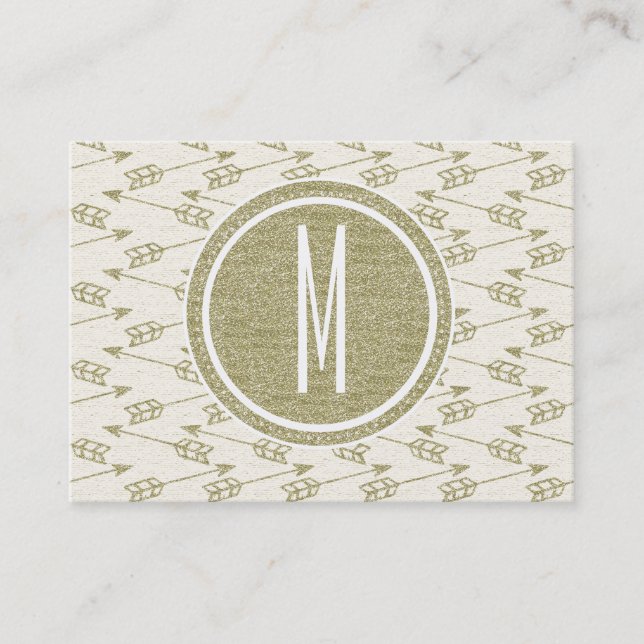 Carte De Visite Monogramme tribal de parties scintillantes d'or (Devant)