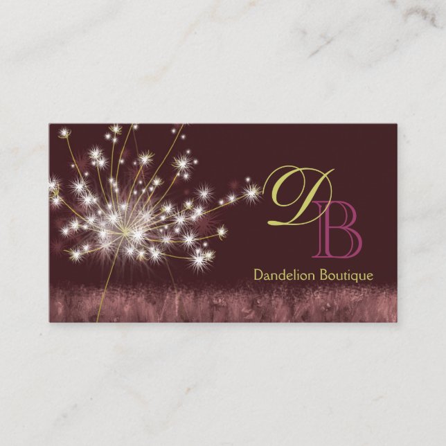 Carte De Visite Monogramme unique Dandelion Twilight (Devant)