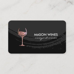 Carte De Visite Monogramme Verre de vin brossé artistique