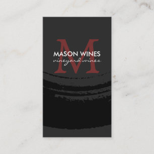 Carte De Visite Monogramme Verre de vin brossé artistique