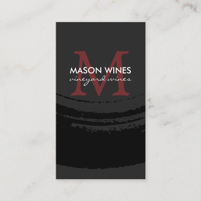 Carte De Visite Monogramme Verre de vin brossé artistique (Devant)