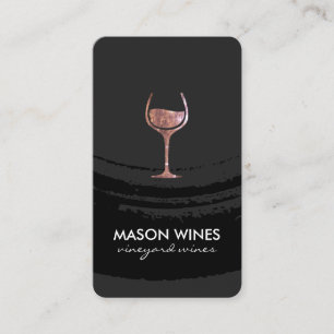 Carte De Visite Monogramme Verre de vin brossé artistique
