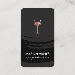 Carte De Visite Monogramme Verre de vin brossé artistique