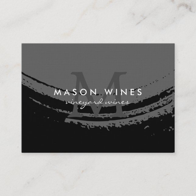 Carte De Visite Monogramme Verre de vin brossé artistique (Devant)