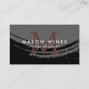 Carte De Visite Monogramme Verre de vin brossé artistique