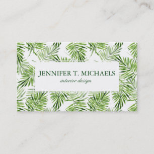 Carte De Visite Monogramme vert des palmettes  