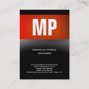 Carte De Visite Monogramme vertical gris rouge unique tendance