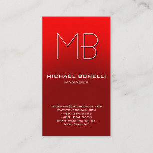 Carte de visite monogramme vertical orange rouge t