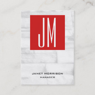 Carte De Visite Monogramme vertical unique en brique blanche rouge