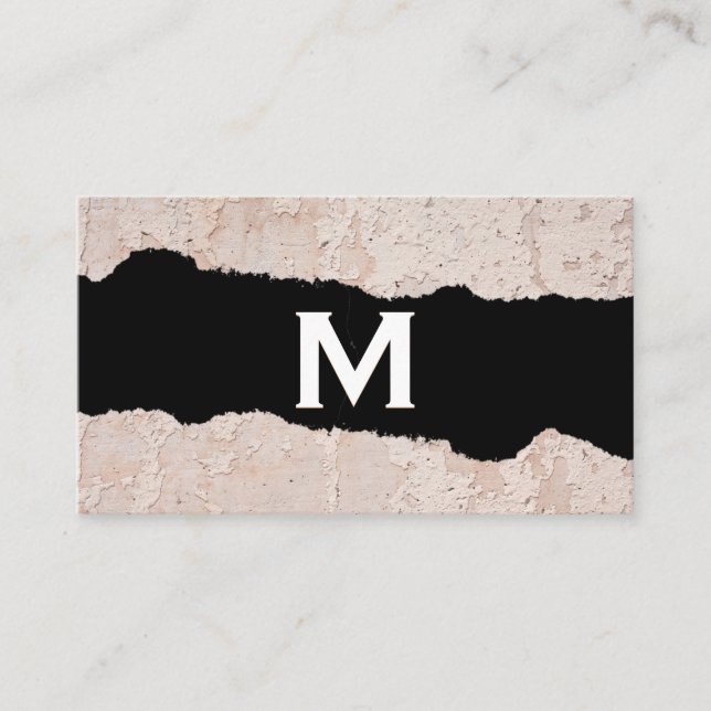 Carte De Visite Monogramme | Vieux mur | Effet Torn (Devant)