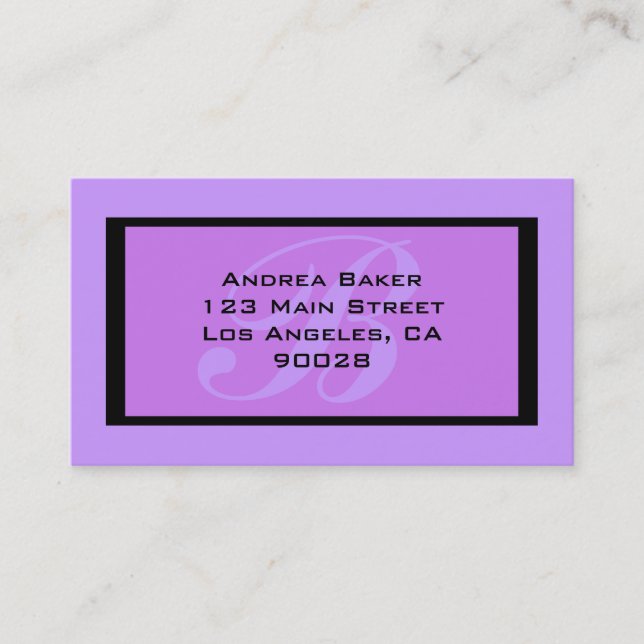 Carte De Visite monogramme violet (Devant)