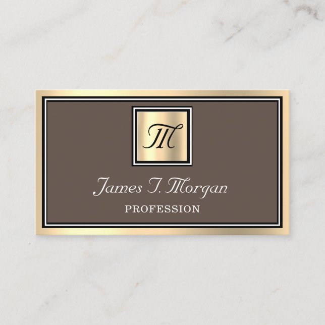 Carte De Visite Monogramme VIP à café doré professionnel encadré (Devant)