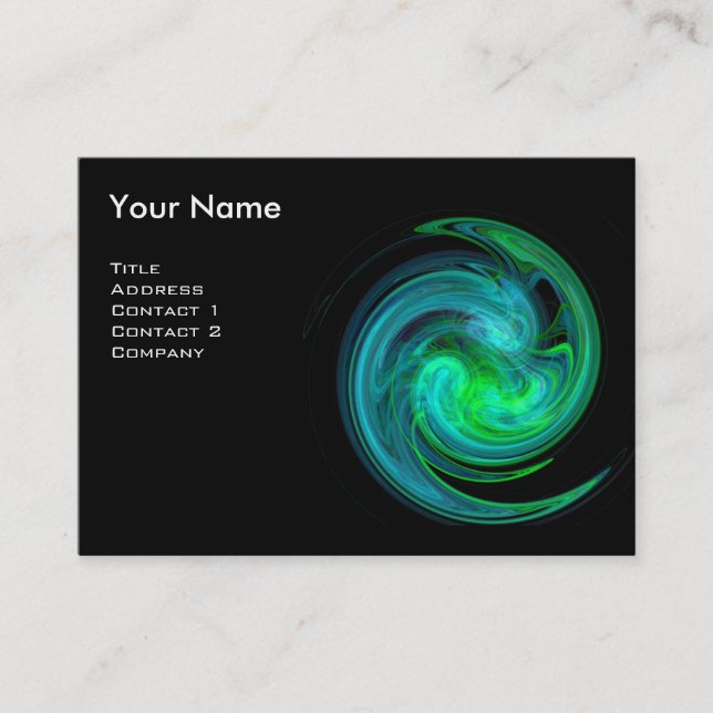 Carte De Visite MONOGRAMME VORTEX CLAIR Vibrant noir bleu vert (Devant)