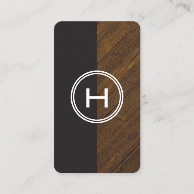 Carte De Visite Monogramme Wood Two Tone III (Devant)