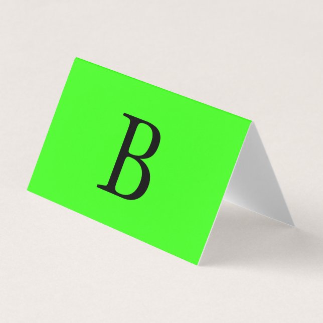 Carte De Visite Monogrammes Initiales Cool vert néon brillant et c (Devant)