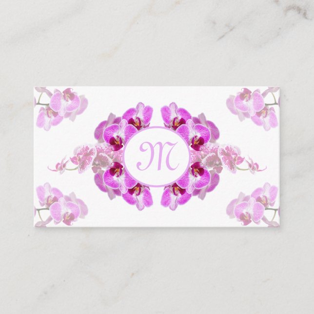 Carte De Visite Monographie de monogramme de fleurs d'orchidées fl (Devant)