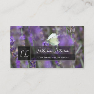 Carte De Visite Monographie du rectangle gris papillon en fleur de