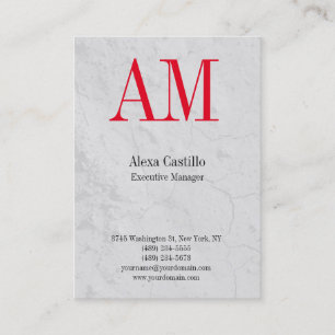 Carte De Visite Monographie rouge gris professionnel vertical